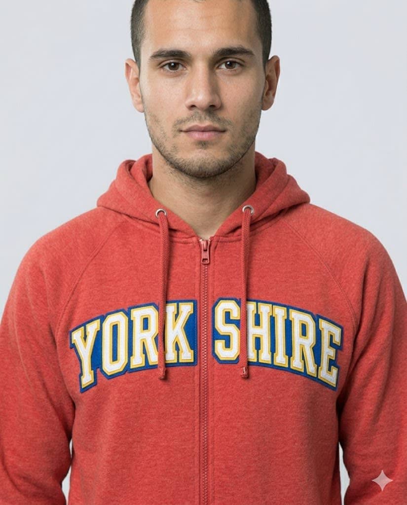 Yorkshire Felt Lettering On Hoodie