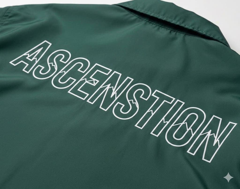 Screen printed coach jacket back