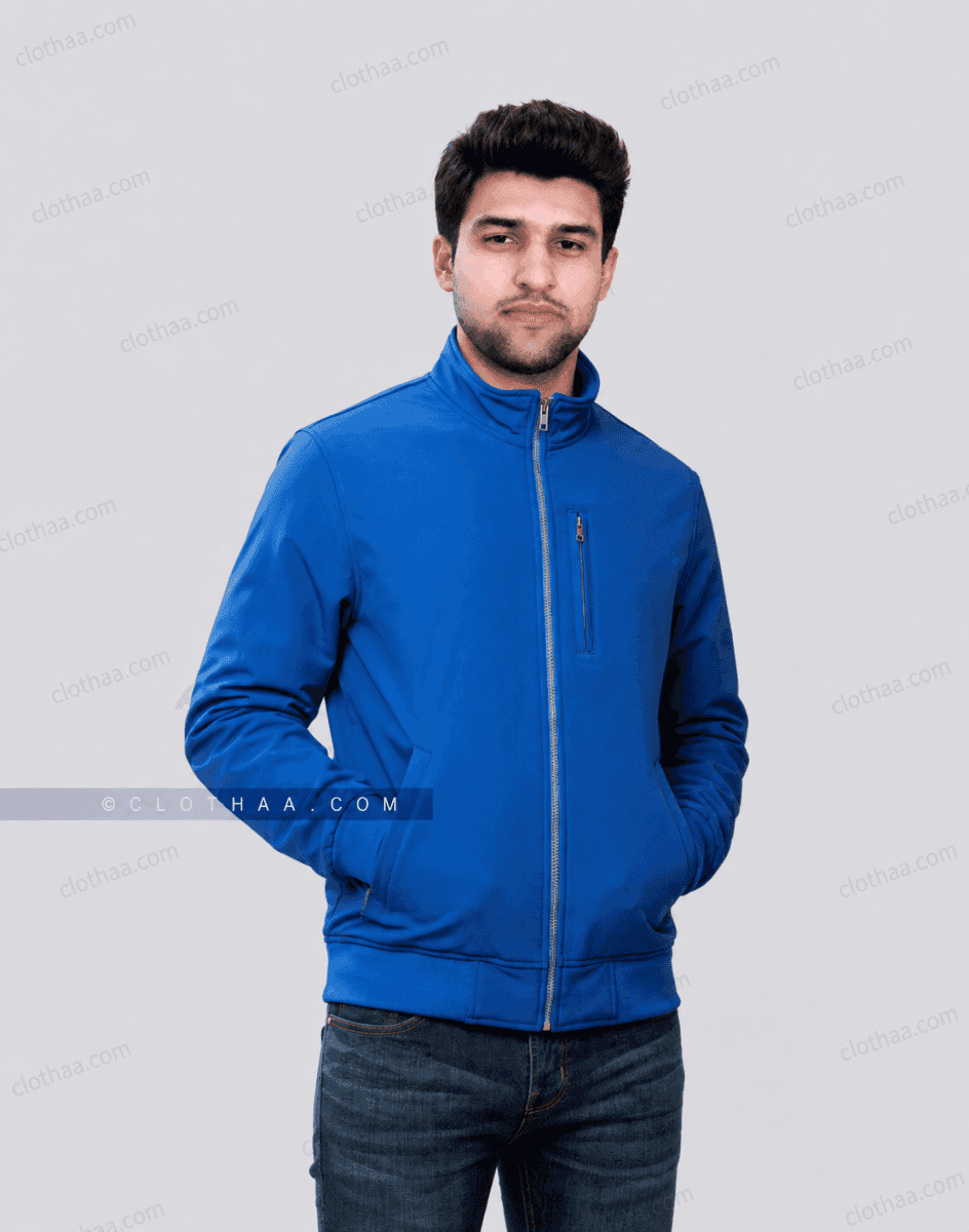 Royal Blue Soft-Shell Bomber Jacket